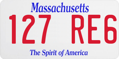 MA license plate 127RE6
