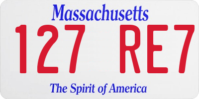 MA license plate 127RE7