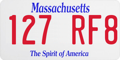 MA license plate 127RF8