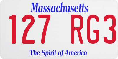 MA license plate 127RG3