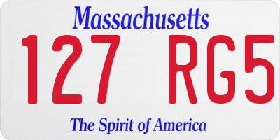 MA license plate 127RG5