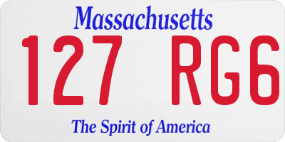 MA license plate 127RG6