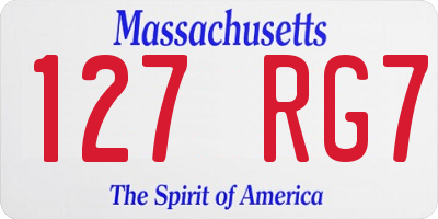 MA license plate 127RG7