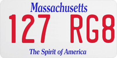 MA license plate 127RG8