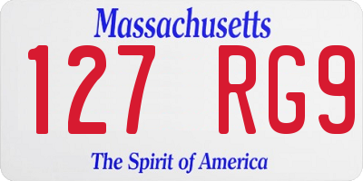 MA license plate 127RG9