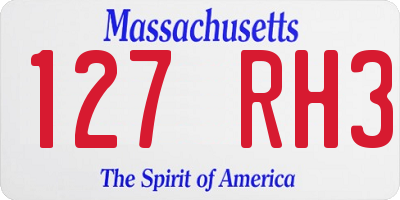 MA license plate 127RH3