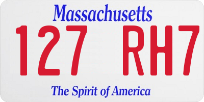 MA license plate 127RH7