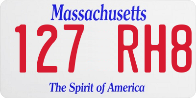 MA license plate 127RH8