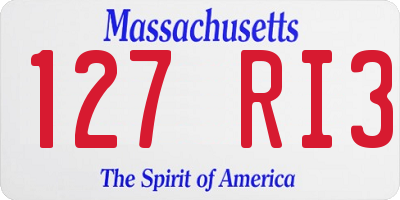 MA license plate 127RI3
