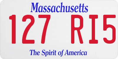 MA license plate 127RI5