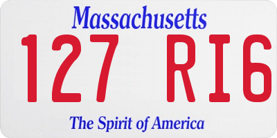 MA license plate 127RI6