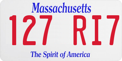 MA license plate 127RI7