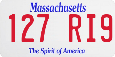 MA license plate 127RI9