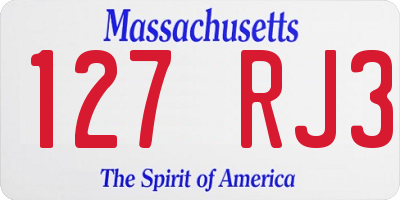 MA license plate 127RJ3