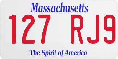 MA license plate 127RJ9