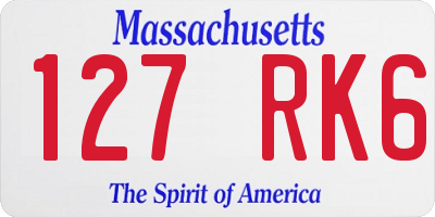 MA license plate 127RK6