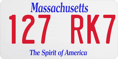 MA license plate 127RK7