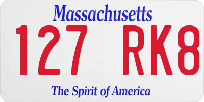 MA license plate 127RK8