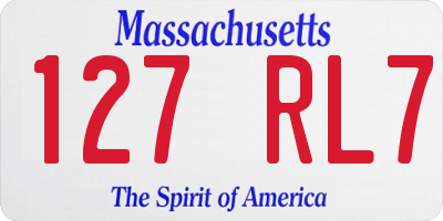 MA license plate 127RL7