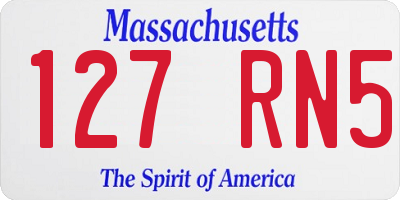 MA license plate 127RN5