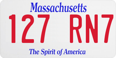 MA license plate 127RN7