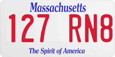 MA license plate 127RN8