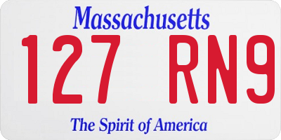 MA license plate 127RN9