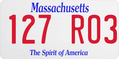 MA license plate 127RO3