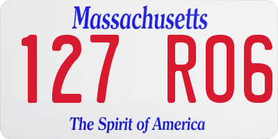 MA license plate 127RO6