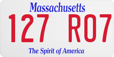 MA license plate 127RO7