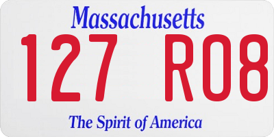 MA license plate 127RO8