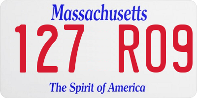 MA license plate 127RO9