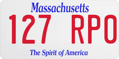 MA license plate 127RP0