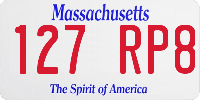 MA license plate 127RP8
