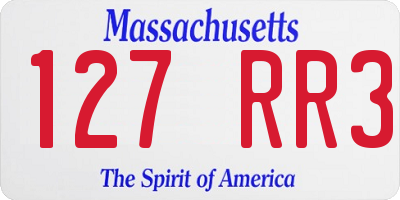 MA license plate 127RR3
