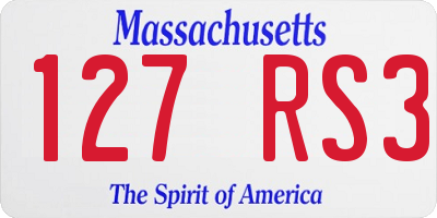 MA license plate 127RS3