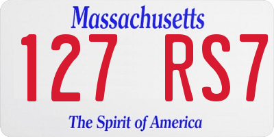 MA license plate 127RS7