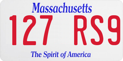 MA license plate 127RS9