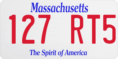 MA license plate 127RT5