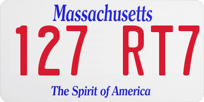 MA license plate 127RT7