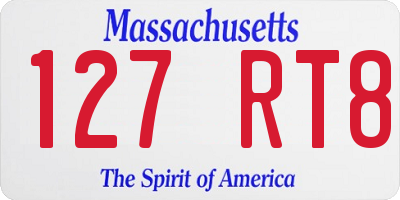 MA license plate 127RT8