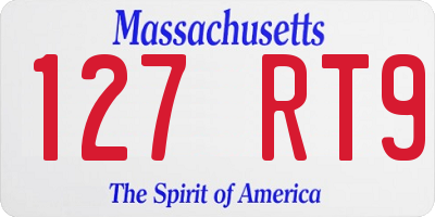 MA license plate 127RT9