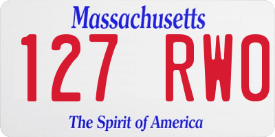 MA license plate 127RW0