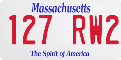 MA license plate 127RW2