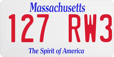 MA license plate 127RW3