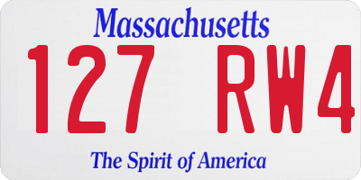 MA license plate 127RW4