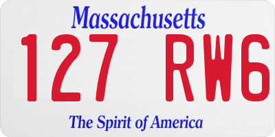 MA license plate 127RW6