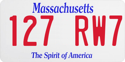 MA license plate 127RW7