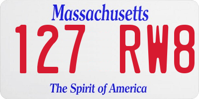 MA license plate 127RW8