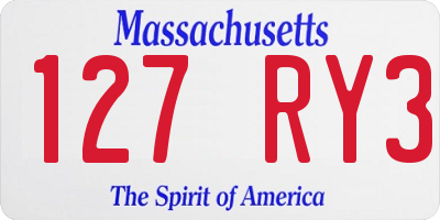 MA license plate 127RY3